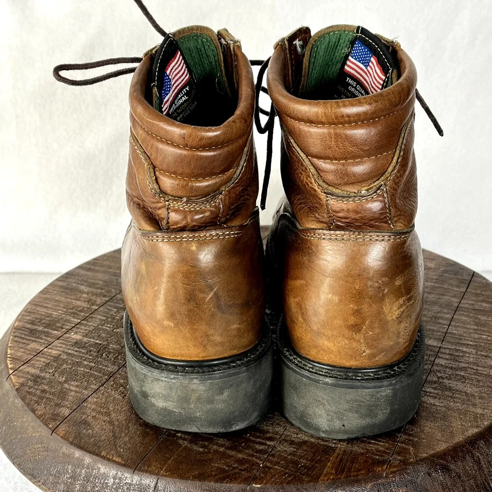 Justin Work Boots Mens 8D Leather Lace Up Made In USA Style 0770 Hiking Hunting